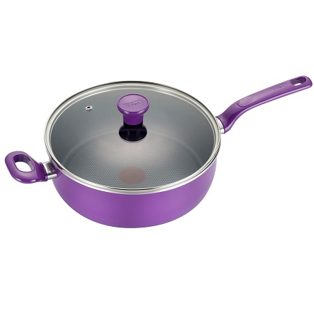 T-fal C97033 Excite Nonstick Thermo-Spot Dishwasher Safe Oven Safe PFOA Free Jumbo Cooker Cookware, 4.5-Quart, Purple, only $16.74