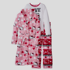 Hello Kitty Big Girls' Fair Isle Love 2 Piece Pajama Set with Robe $11.45