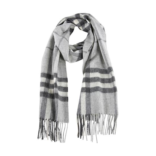Burberry Check Cashmere Scarf - Pale Grey Melange, only $289.00, $5 shipping