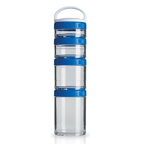 BlenderBottle GoStak Twist n' Lock Storage Jars, 4-Piece Starter Pak, Blue, only $10.97