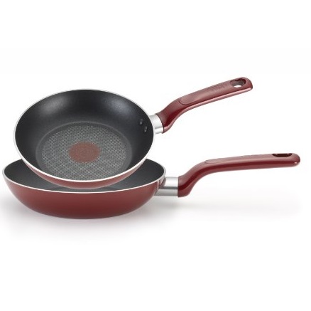 T-fal C912S2 Excite Nonstick Thermo-Spot Dishwasher Safe Oven Safe PFOA Free 8-Inch and 10.25-Inch Fry Pans Cookware, 2-Piece Set, Red $19.00