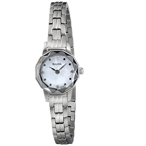 BULOVA Mother of Pearl Diamond Dial Stainless Steel Ladies Watch, only $74.99, free shipping after using coupon code 
