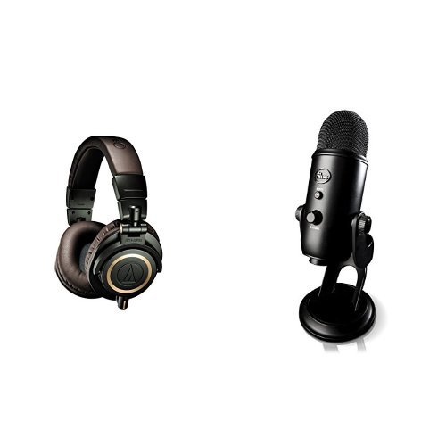史低價！Audio-Technica 鐵三角 ATH-M50xDG可摺疊監聽耳機＋Yeti USB 麥克風套裝，現僅售$179.00，免運費