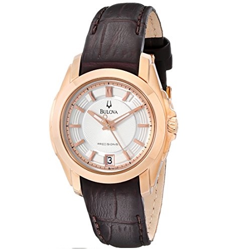 Bulova Women's 97M104 Precisionist Longwood Rose-Tone Brown Leather Watch, only $96.01, free shipping