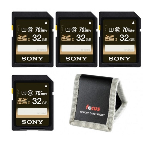FocusCamera：Sony索尼32GB  SD 快閃記憶體卡，4個裝，原價$85.96，現僅售$39.99，免運費