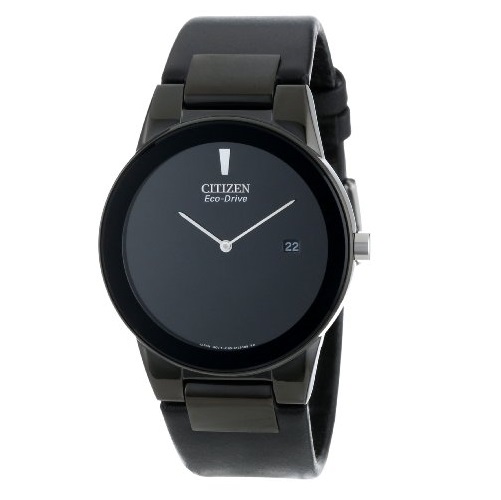 CITIZEN Eco Drive Axiom Black Dial Black Leather Men's Watch Item No. AU1065-07E, only $97.86, free shipping after using coupon code
