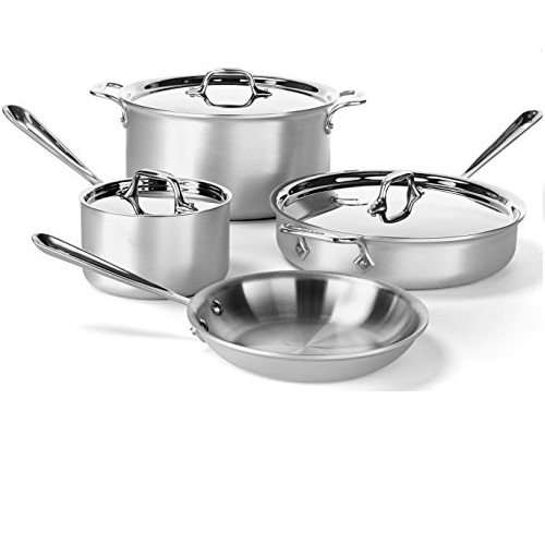 All-Clad 700393 MC2 Professional Master Chef 2 Stainless Steel Tri-Ply Bonded Cookware Set, 7-Piece, Silver, only $172.10, free shipping