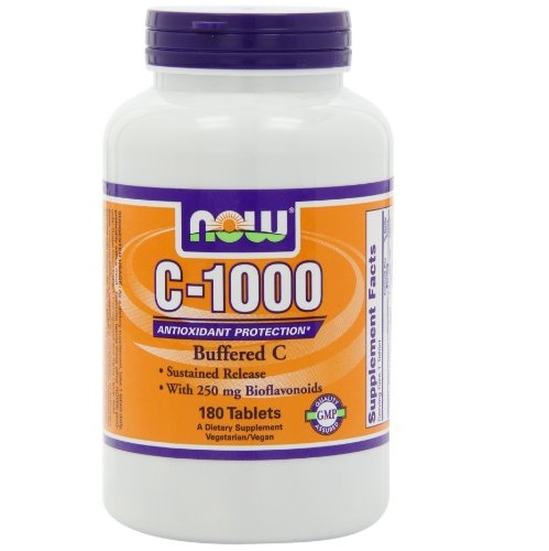 NOW Foods C-1000 Buffered C with 250mg Bioflavonoids Sustained Release 180 Tablets, only $12.78 