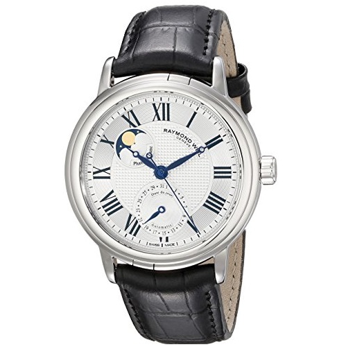 Raymond Weil Men's 2839-STC-00659 Maestro Stainless Steel Automatic Watch with Leather Band, only $1372.00, free shipping after using coupon code 