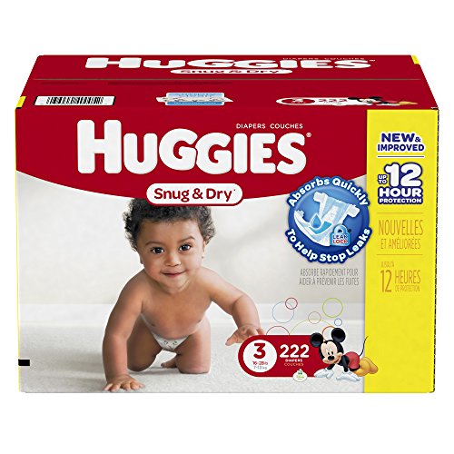 Huggies Snug and Dry Diapers, Size 3, Economy Plus Pack, 222 Count, only $20.83,free shipping after clipping coupon and using SS