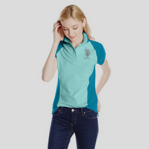 U.S. Polo Assn. 青春少女純棉拼色T恤衫-中碼，原價$40.00，現價僅售$14.99