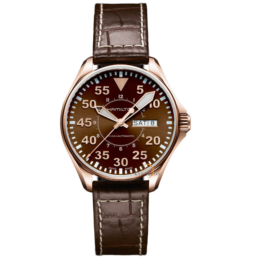 Ashford : 漢密爾頓男士卡其色航空系列H64445595自動機械腕錶，原價$995，現僅售$388