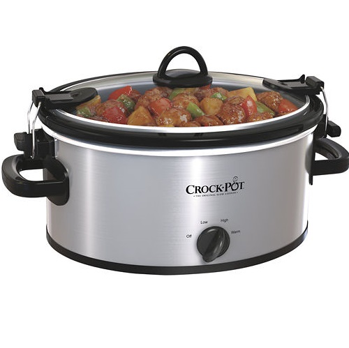 Crock-Pot - 4-Quart Oval Slow Cooker - Stainless-Steel, only $19.99, free shipping