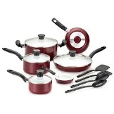 T-fal C914SE Initiatives Ceramic Nonstick PTFE-PFOA-Cadmium Free Dishwasher Safe Oven Safe Cookware Set, 14-Piece, Red $94.16 FREE Shipping