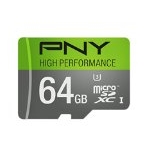 PNY U3 High Performance 64GB High Speed MicroSDXC Class 10 UHS-I, up to 60MB/sec Flash Memory Card (P-SDUX64U360G-GE) $19.99 FREE Shipping on orders over $49