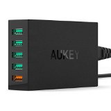 Aukey Quick Charge 2.0 54W 5 Ports USB Desktop Charging Station Wall Charger $17.5 FREE Shipping on orders over $49