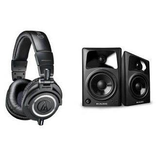 闪购！Audio-Technica铁三角ATH-M50x 监听旗舰级头戴式耳机+ 一对M-Audio AV42专业监听级音箱，原价$439.00，现仅售$219.00，免运费