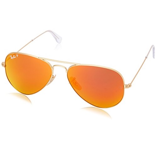 超赞！Ray-Ban 雷朋 RB3025 112/4D 橙金偏光飞行员 中性 太阳眼镜，原价$200.00，现仅售$103.07，免运费