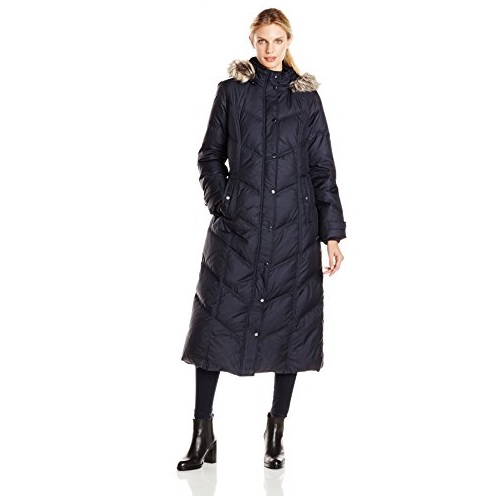 London Fog Women's Chevron-Quilted Maxi Down Coat, only $86.99, free shipping