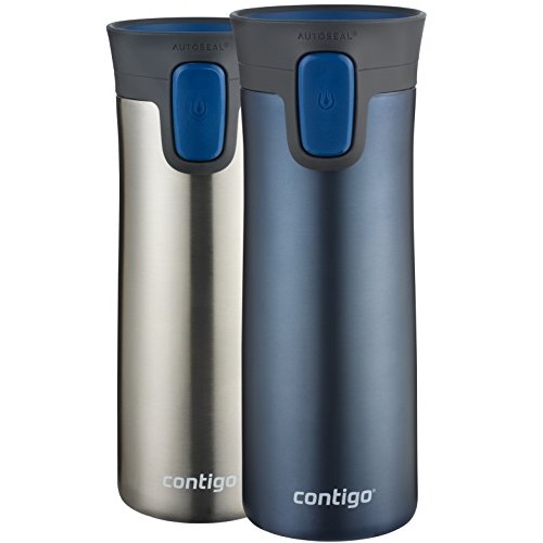 Contigo AUTOSEAL Pinnacle Vacuum-Insulated Stainless Steel Travel Mug, 14-Ounce, Monaco, 2-Pack, only $19.99