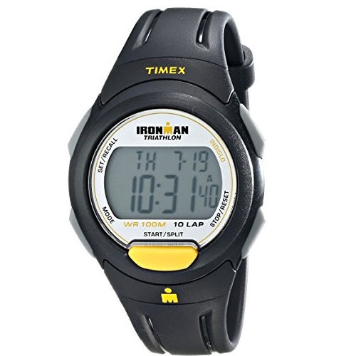 Timex Men's T5K779 Ironman Traditional 10-Lap Full-Size Black/Yellow Resin Strap Watch, only $10.56