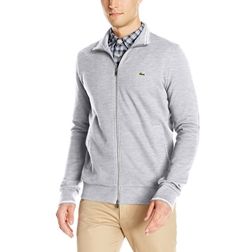 Lacoste Men's Full Zip Pique Mock Neck Sweatshirt with Stripe Detail, only $58.28, free shipping after using coupon code 