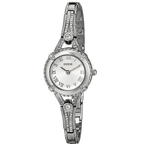 GUESS Women's U0135L1 Petite Vintage-Inspired Crystal-Accented Silver-Tone Watch, only $49.68, free shipping