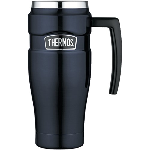 Thermos King Stainless Steel 16 Ounce Travel Mug with Handle, Midnight Blue, only $14.97