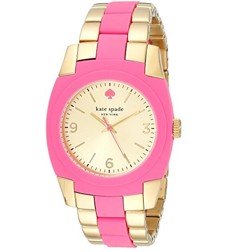 kate spade new york Women's 1YRU0163 Skyline Gold-Plated Stainless Steel Bazooka Pink Watch, only $44.55, free shipping after using coupon code 