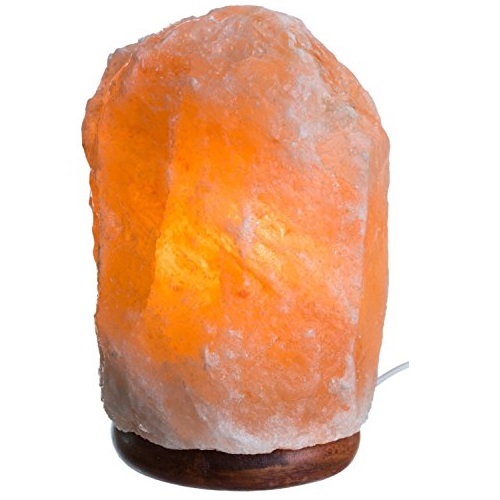 HemingWeigh Natural Himalayan Rock Salt Lamp 13-19 lbs with Wood Base, Electric Wire & Bulb, only $26.99