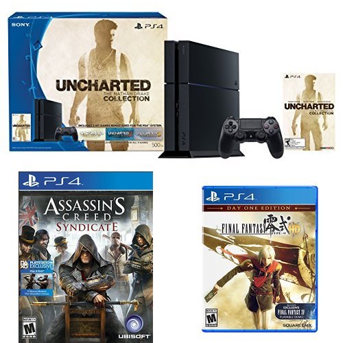 PlayStation 4遊戲機 +Uncharted: The Nathan Drake Collection、 Assassin's Creed Syndicate 和Final Fantasy三款遊戲套件，現僅售$349.99，免運費