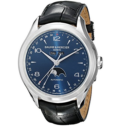   Baume and Mercier Clifton Blue Dial Moonphase Black Alligator Men's Watch Item No. 10057, only $1895.00, free shipping after using coupon code 