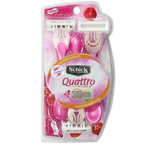 Schick Quattro for Women Disposable Razors Raspberry Rain Scented Handle Shaving Razor - 3 Count, only $3.67, free shipping after clipping coupon and using SS