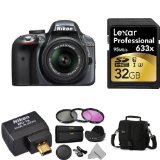 Nikon D3300 Wi-Fi Bundle with 18-55mm VR II Zoom Lens (Grey) + Accessories Including Wi-Fi Adapter $396.95 FREE Shipping