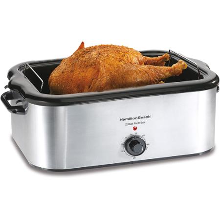 Hamilton Beach 24-Pound Turkey Roaster Oven, 22 Quart Capacity - Stainless Steel, only $35.97