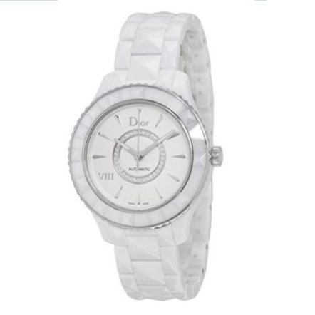 DIOR VIII Diamond Automatic White Ceramic and Stainless Steel Ladies Watch, only $1795.00, free shipping after using coupon code 