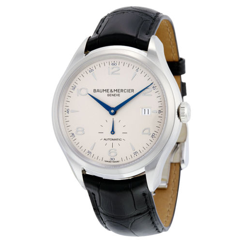 Baume And Mercier Clifton Silver Dial Black Leather Automatic Mens Watch, only  $999.99, free shipping