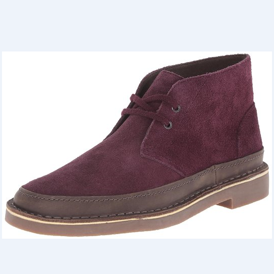 6PM.com: Clarks 男款深紫红色真皮时尚短靴热卖，只要$59.49，需使用折扣码