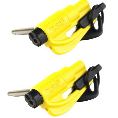 resqme 04.100.09 The Original Keychain Car Escape Tool Safety Yellow Seatbelt Cutter and Window Glass Breaker, 2 Pack $15.88