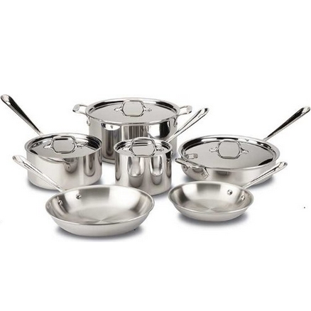 All-Clad 401488R Stainless Steel Tri-Ply Bonded Dishwasher Safe Cookware Set, 10-Piece, Silver $524.99 FREE Shipping