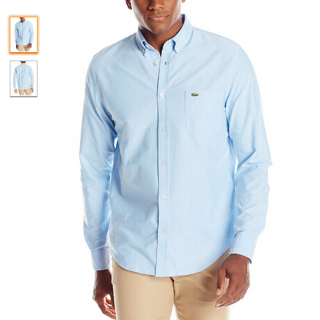 Lacoste Men's Long-Sleeve Button-Down Oxford Shirt $49.00 