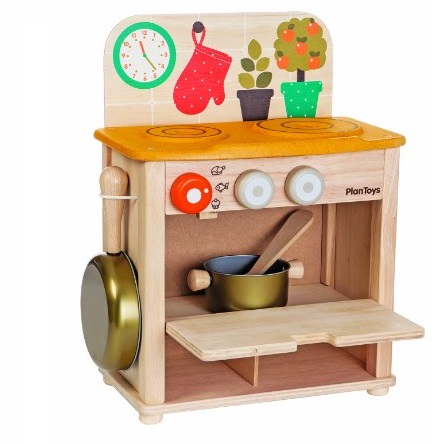 史低價！Plan Toys 全木質廚房灶台玩具，原價$74.99，現僅售$37.50，免運費