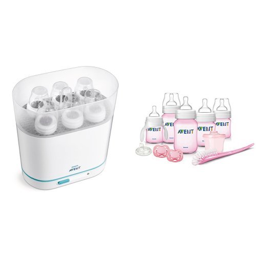 Philips AVENT Classic Plus Newborn Starter Set, Pink and 3-in-1 Electric Steam Sterilizer, only $65.54, free shipping