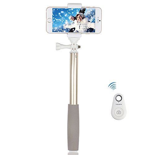 FShang Telescopic Selfie Stick with Bluetooth Remote Shutter for SmartPhones (Gold), only $5.99