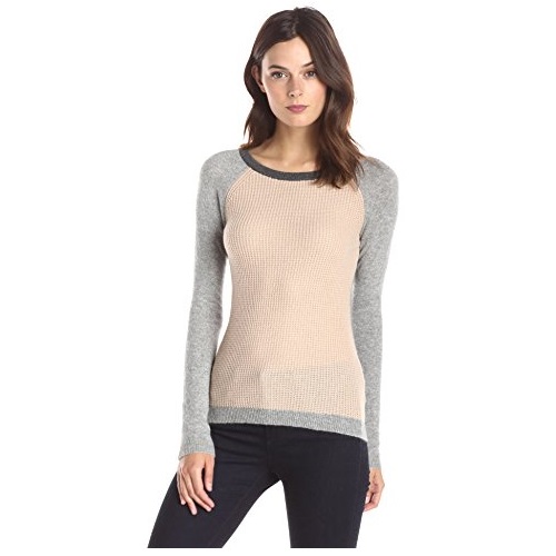 Lark & Ro Women's 100% Cashmere Waffle-Knit Color-Block Sweater, only$49.87, free shipping