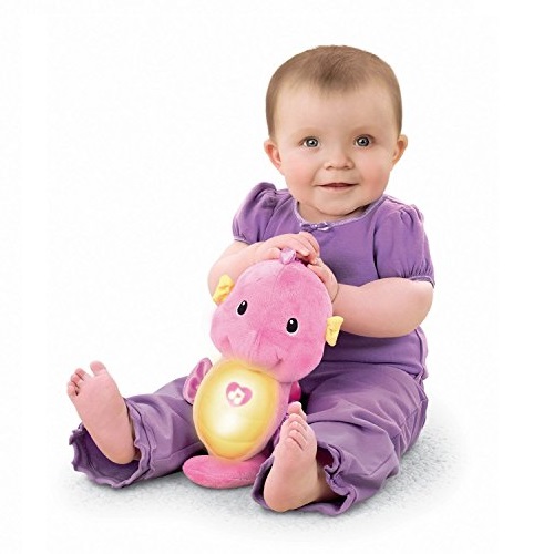 Fisher-Price Soothe & Glow Seahorse, pink, plush toy with music, ocean sounds and lights for baby, only$5.99