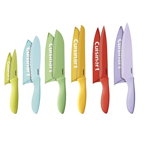 Cuisinart C55-12PCER1 12-Piece Ceramic Coated Color Knife Set with Blade Guards, Multicolored, only $16.84