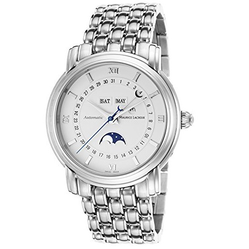 Maurice Lacroix Men's Masterpiece Phase de Lune Silver-Tone Steel Case Automatic White Dial Silver-Tone Steel Bracelet, only $1,399.99, free shipping