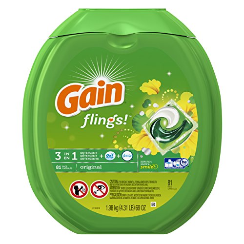Gain flings! Liquid Laundry Detergent Pacs, Original, 81 Count - Packaging May Vary, only $11.99, free shipping