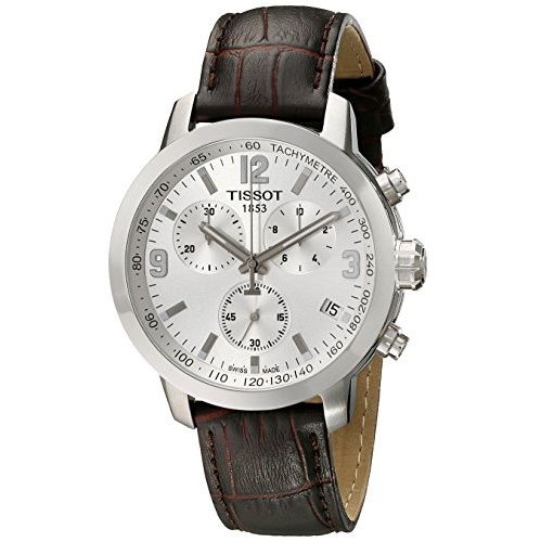 Tissot Men's TIST0554171603700 PRC 200 Chronograph Stainless Steel Watch with Brown Leather Band, only$307.00, free shipping